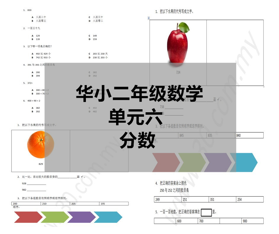 Sjkc华小二年级数学 单元6 分数